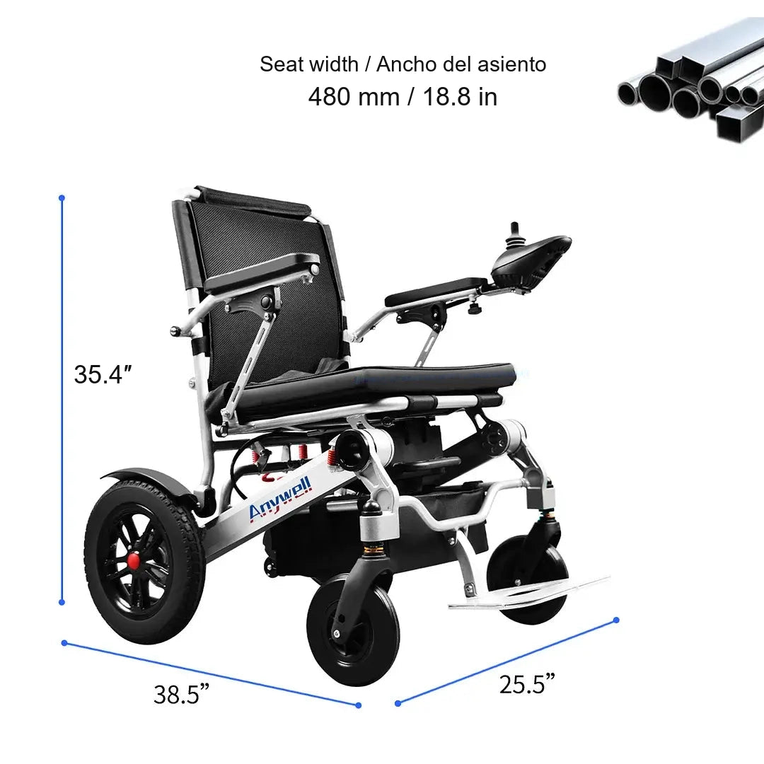 Anywell YA12-5 long range electric wheelchair seat and armrest detail