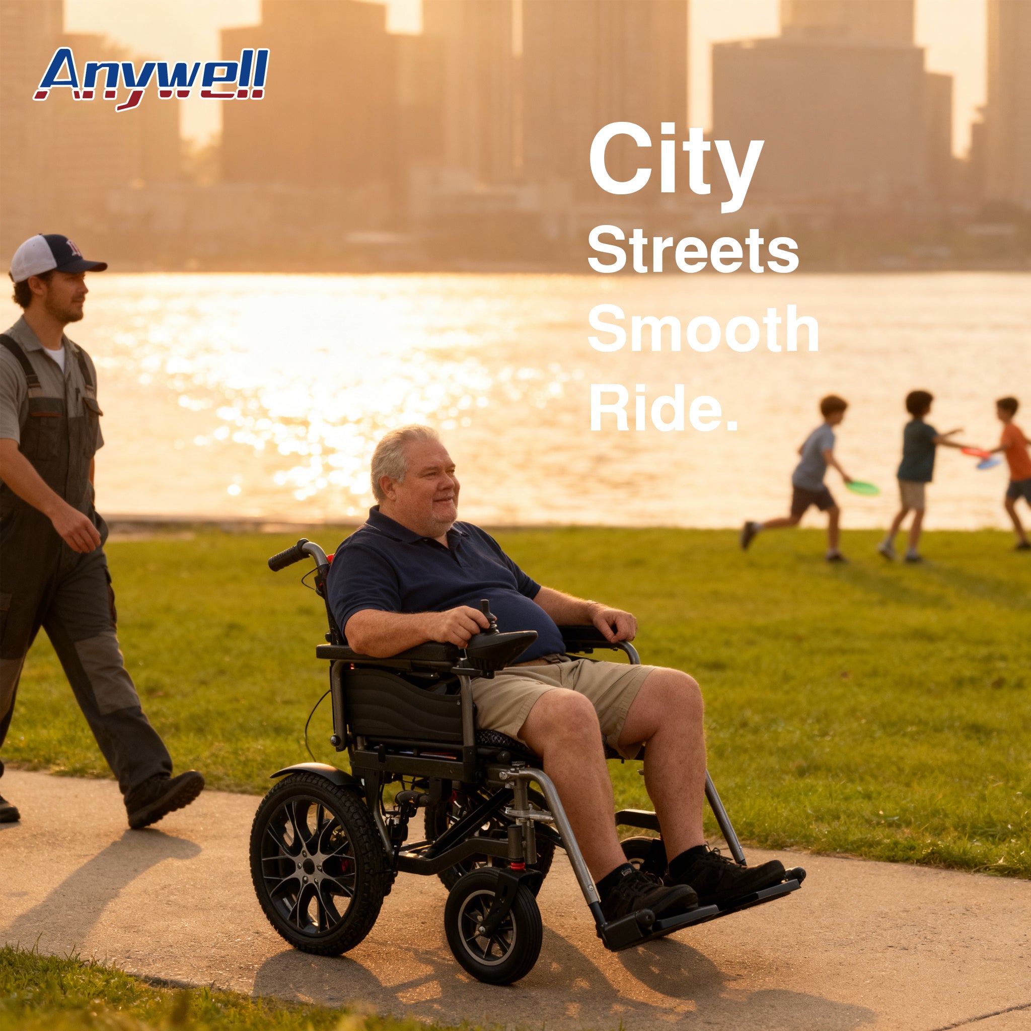 Anywell YS16-1 PLUS Heavy Duty Electric Wheelchair – Foldable Power Chair with Extra Large Seat for Adults
