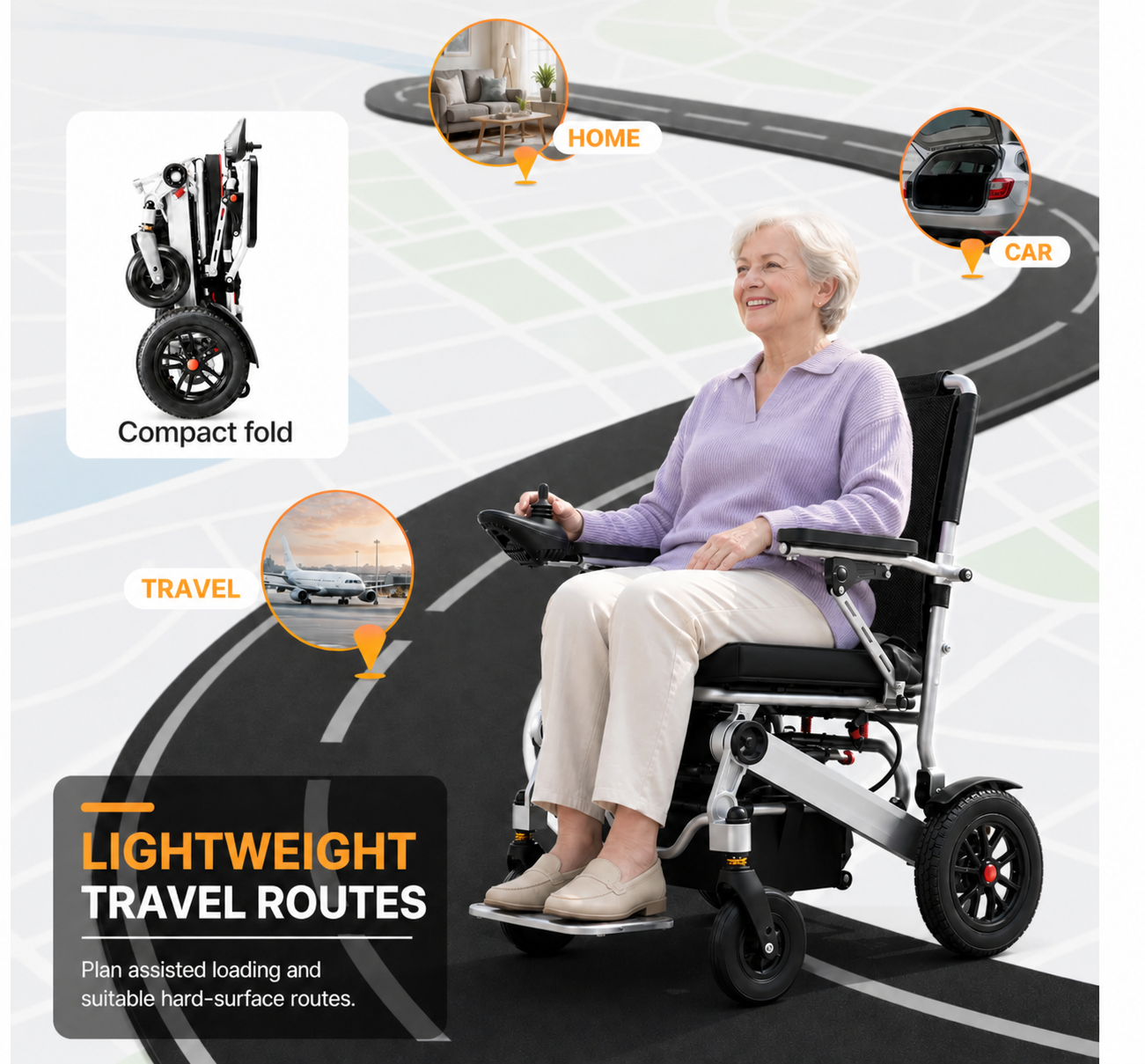 Anywell YA12-5 Long Range Electric Wheelchair - Lightweight Aluminum Alloy, Heavy Duty & Durable - Lowest Price (Limited Stock)