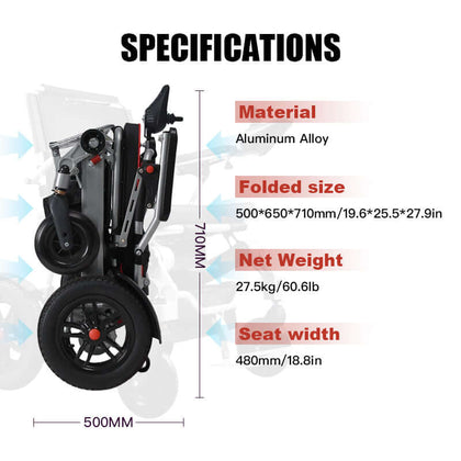 Anywell YA12-5 Long Range Electric Wheelchair - Lightweight Aluminum Alloy, Heavy Duty & Durable - Lowest Price (Limited Stock)