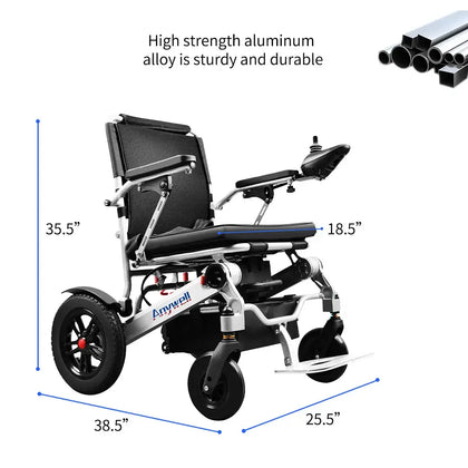 Anywell YA12-5 Long Range Electric Wheelchair - Lightweight Aluminum Alloy, Heavy Duty & Durable - Lowest Price (Limited Stock)