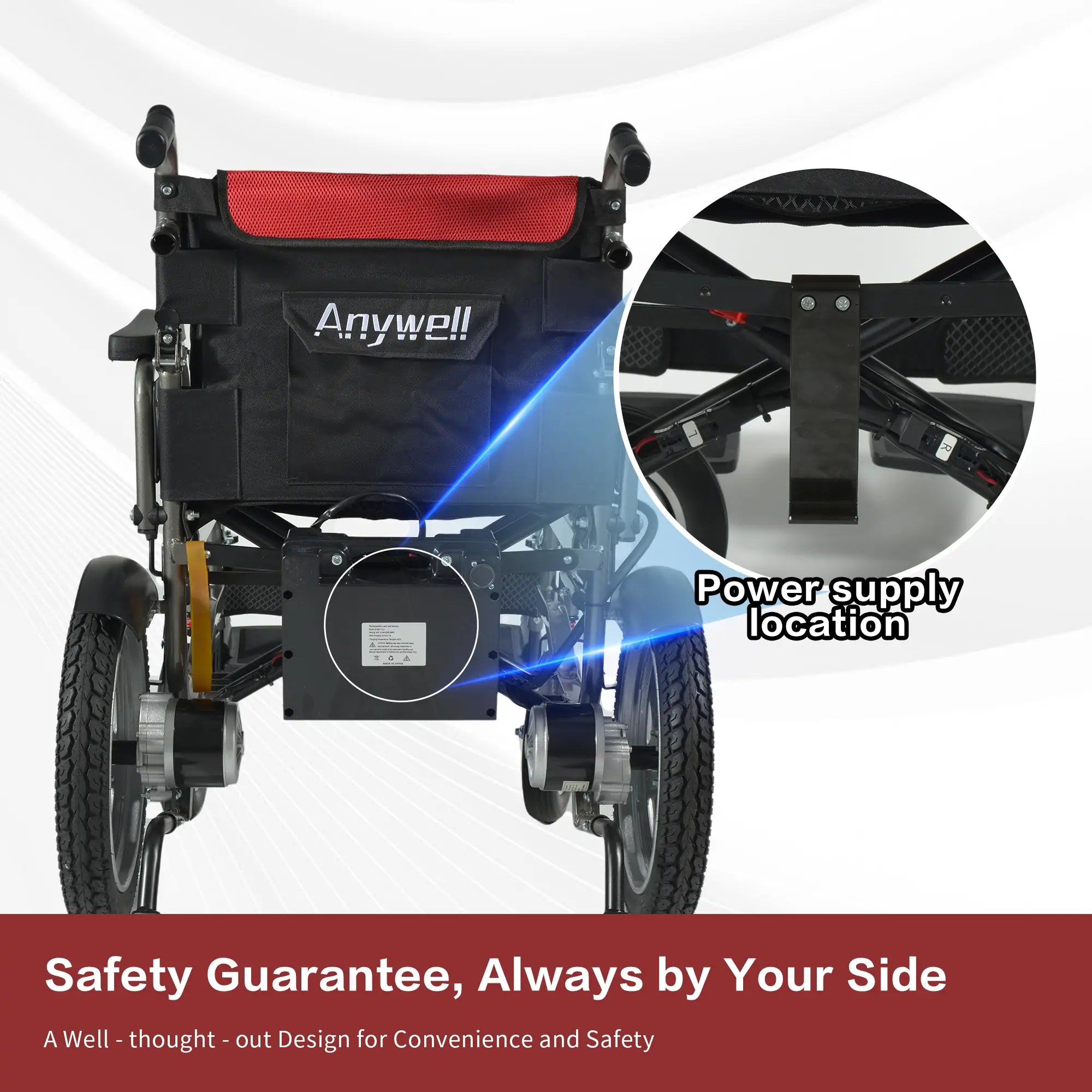 Anywell YS16-1 PLUS：Newly Upgraded Foldable Wide Seat Electric Wheelchair - 330 LBS Capacity, Extra Spacious Seat  for Adults