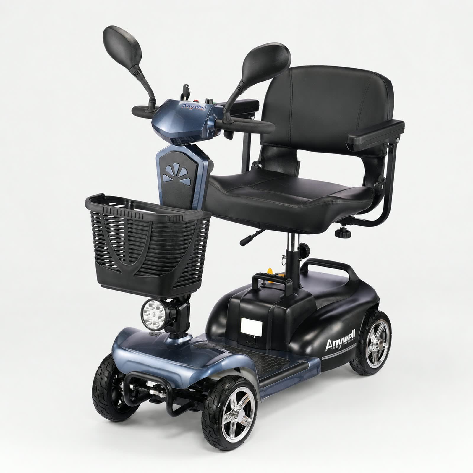Anywell X-024 Wide Seat Electric Mobility Scooter - Graphite Blue