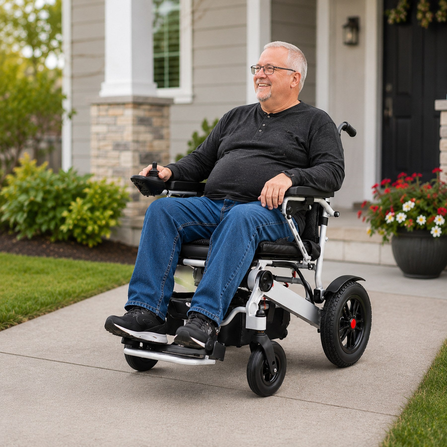 Anywell YA12-5 Long Range Electric Wheelchair - Lightweight Aluminum Alloy, Heavy Duty & Durable - Lowest Price (Limited Stock)