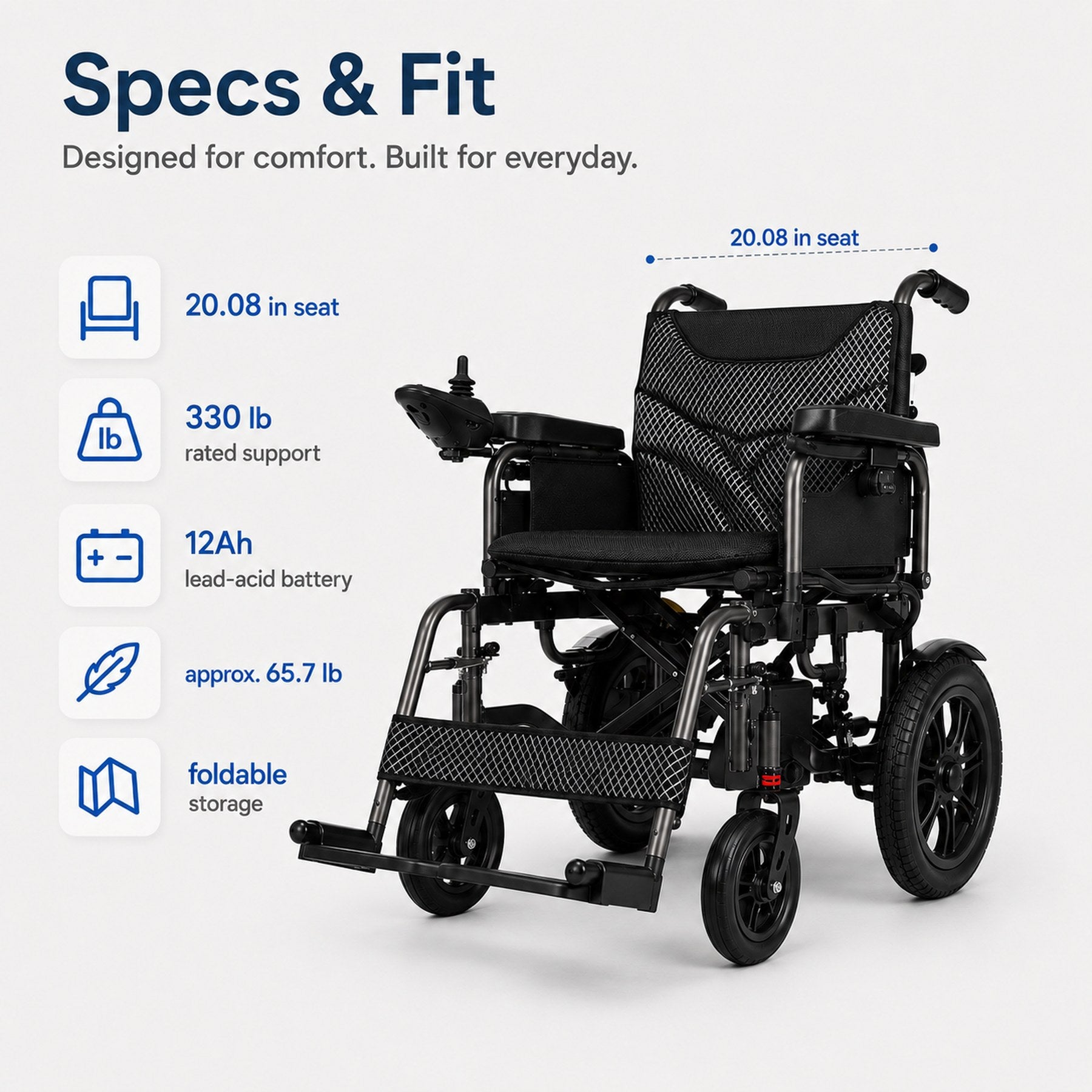 Anywell YS12-15 PLUS Foldable Lightweight Electric Wheelchair