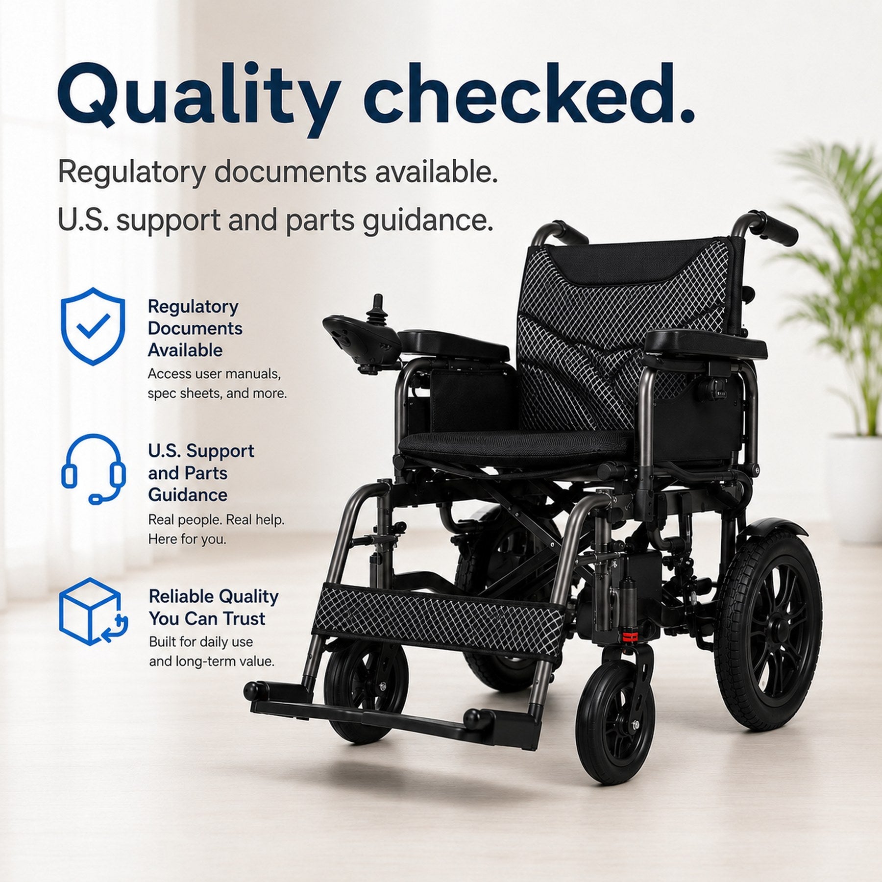 Anywell YS12-15 PLUS Foldable Lightweight Electric Wheelchair