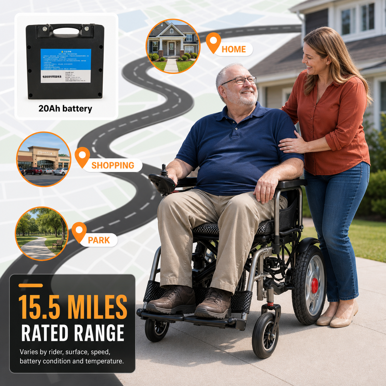 Anywell YS16-1 MAX Wide-Seat Power Wheelchair 20Ah