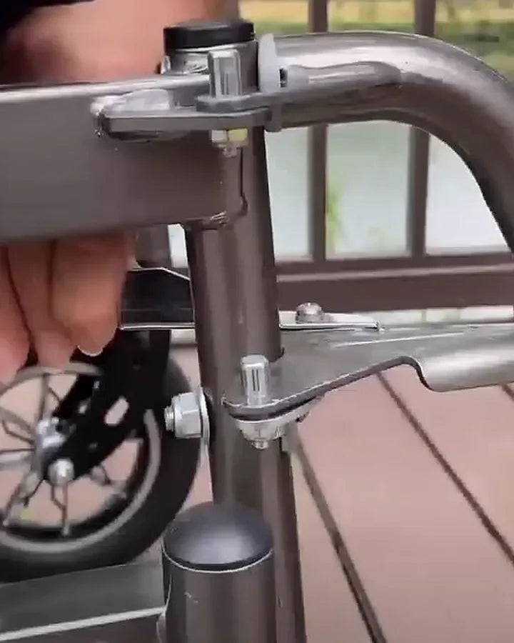 Close-up of the YS16-1 MAX folding frame and suspension