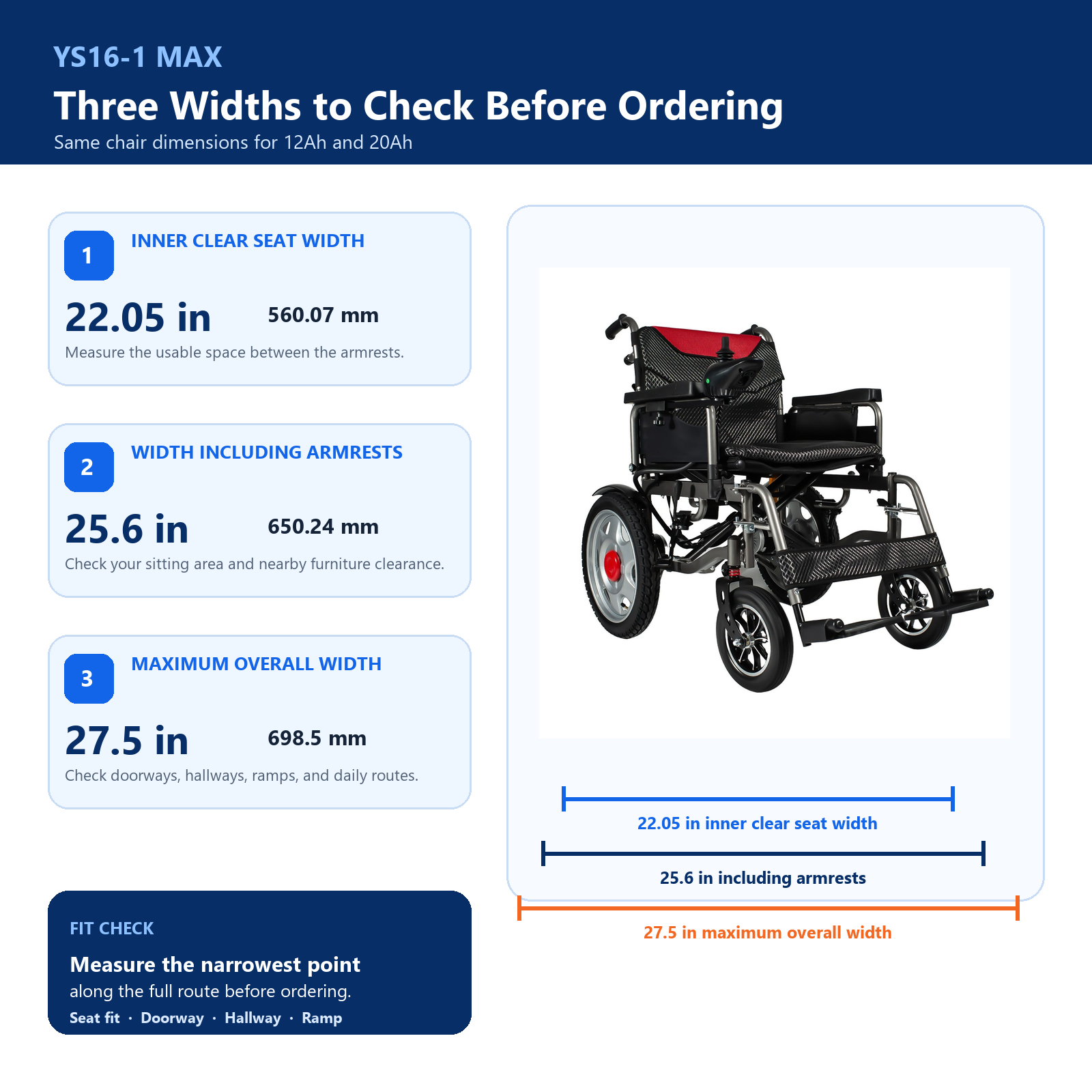 Anywell YS16-1 MAX Wide-Seat Power Wheelchair 20Ah