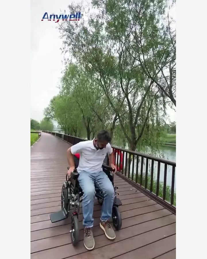 YS16-1 MAX rider and wheelchair in a real outdoor setting